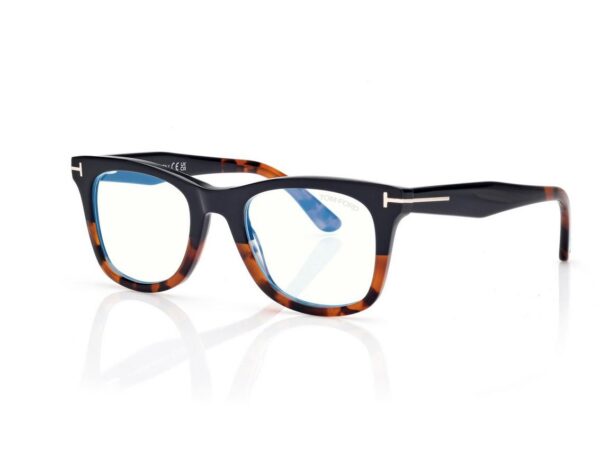 Tom Ford FT5970-B Blue Block Square Opticals with Clip on Sunglasses in Black + Other (005), side view