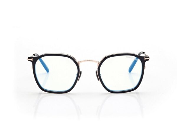 Tom Ford FT5974-B Blue Block Round Opticals in Black + Other (005), front