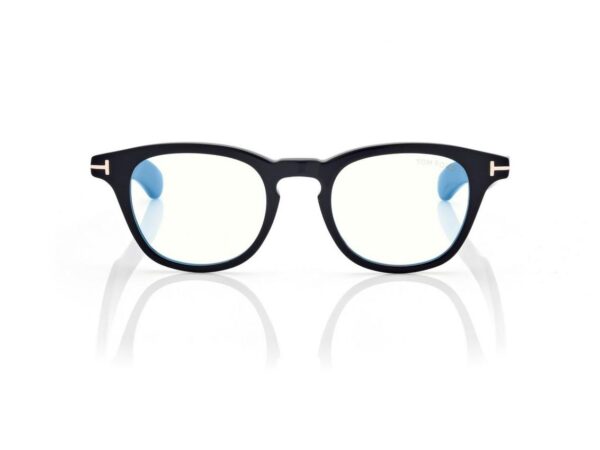 Tom Ford FT5976-B Blue Block Round Opticals in Black (001), front