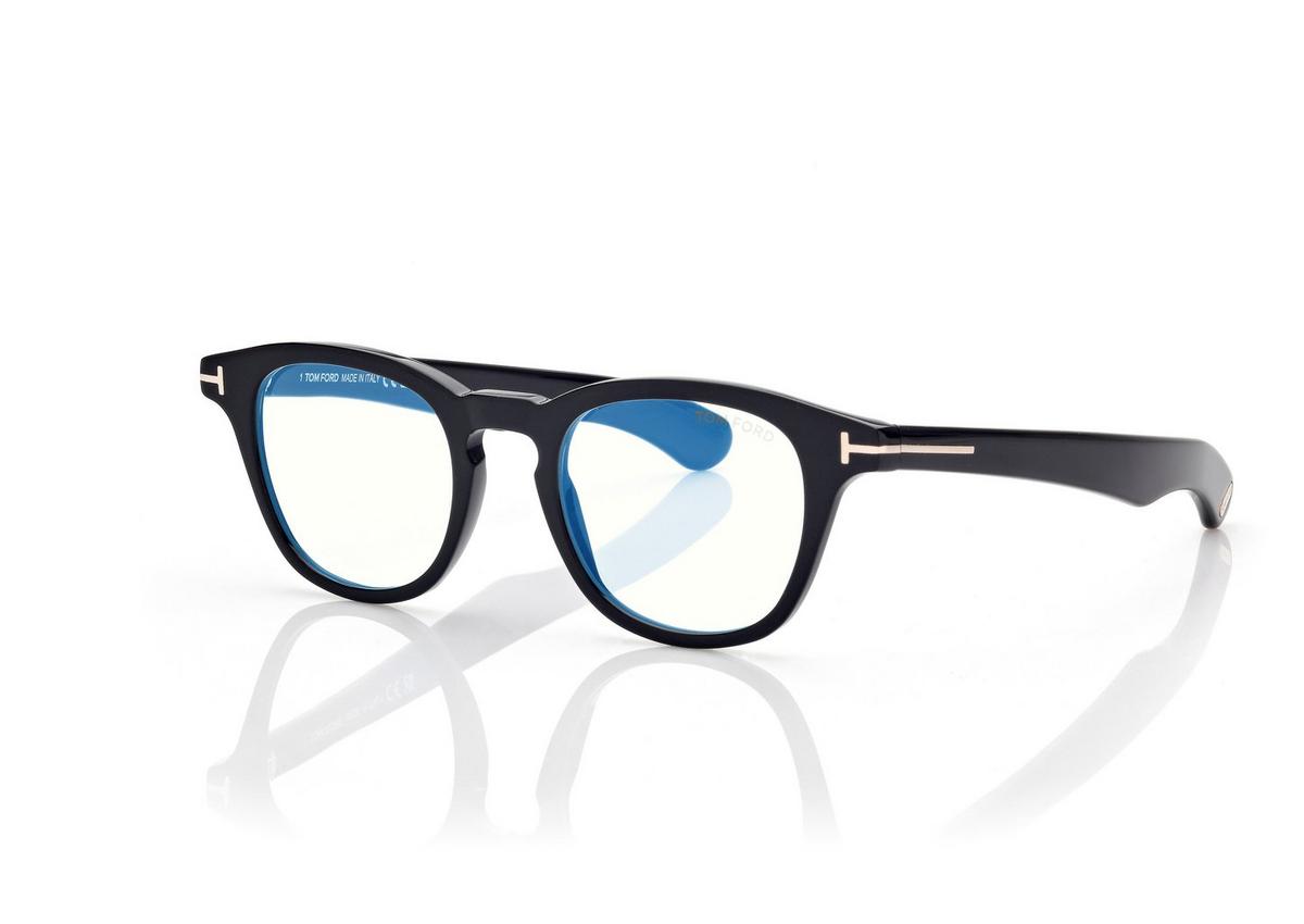 FT5976-B_001_47MM_B.jpg Tom Ford FT5976-B Blue Block Round Opticals in Black (001), side view