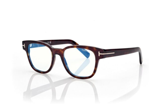 Tom Ford FT5977-B Blue Block Square Opticals in Dark Havana (052), side view
