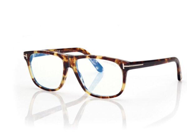 Tom Ford FT5978-B Blue Block Pilot Opticals in Light Havana (053), side view