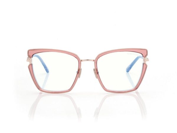 Tom Ford FT5984-B Blue Block Butterfly Opticals in Pink-Ice White (072), front