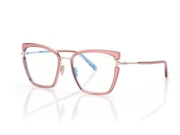 Tom Ford FT5984-B Blue Block Butterfly Opticals in Pink-Ice White (072), side view