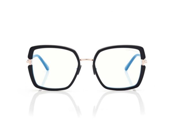 Tom Ford FT5985-B Blue Block Square Opticals in Black (001), front