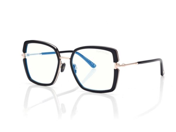 Tom Ford FT5985-B Blue Block Square Opticals in Black (001), side view