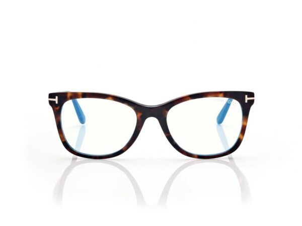 Tom Ford FT5986-B Blue Block Square Opticals in Dark Havana (052), front