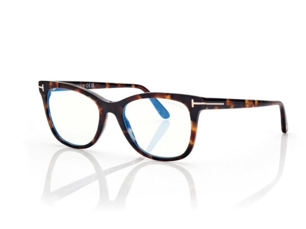 Tom Ford FT5986-B Blue Block Square Opticals in Dark Havana (052), side view