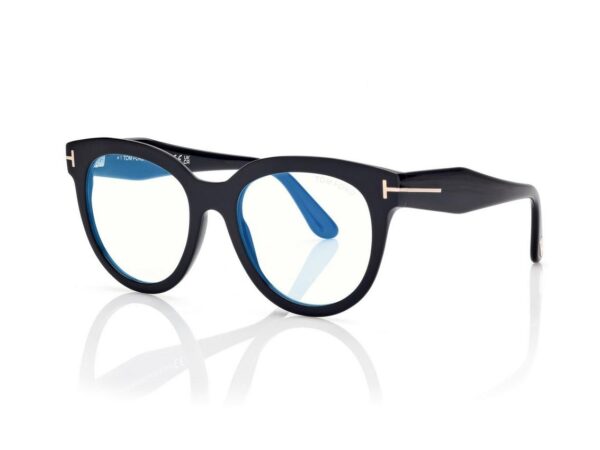 Tom Ford FT5987-B Blue Block Butterfly Opticals in Black (001), side view