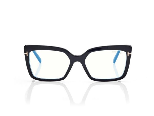 Tom Ford FT5991-B Blue Block Rectangular Opticals in Black (001), front