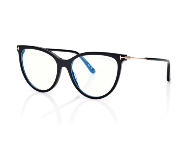 Tom Ford FT5994-B Blue Block Cat Eye Opticals in Black (001), side view