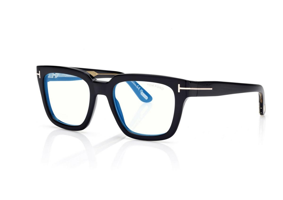 FT6027-B_001_52MM_B.jpg Tom Ford FT6027-B Icon Blue Block Square Opticals in Black (001), side view