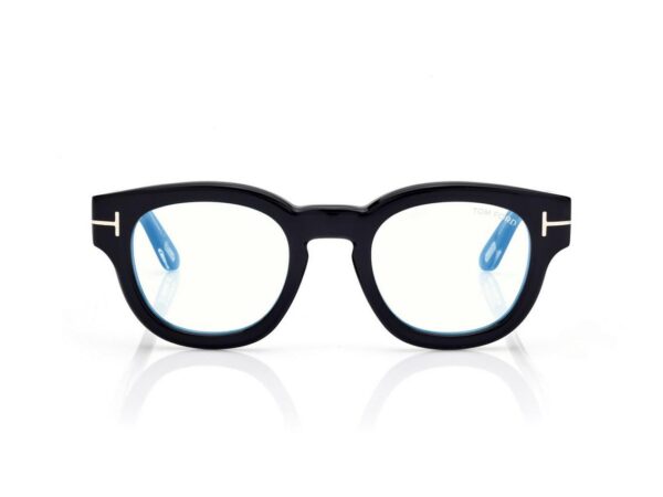 Tom Ford FT6028-B Icon Blue Block Round Opticals in Black (001), front
