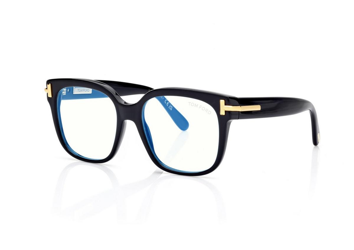 FT6030-B_001_53MM_B.jpg Tom Ford FT6030-B Icon Blue Block Square Opticals in Black (001), side view