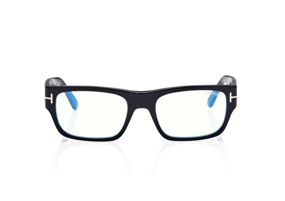 FT6034-B_001_54MM_A.jpg Tom Ford FT6034-B Blue Block Rectangular Opticals in Black (001), front
