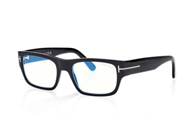 Tom Ford FT6034-B Blue Block Rectangular Opticals in Black (001), side view