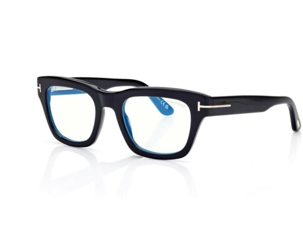 Tom Ford FT6036-B Blue Block Rectangular Opticals in Black (001), side view
