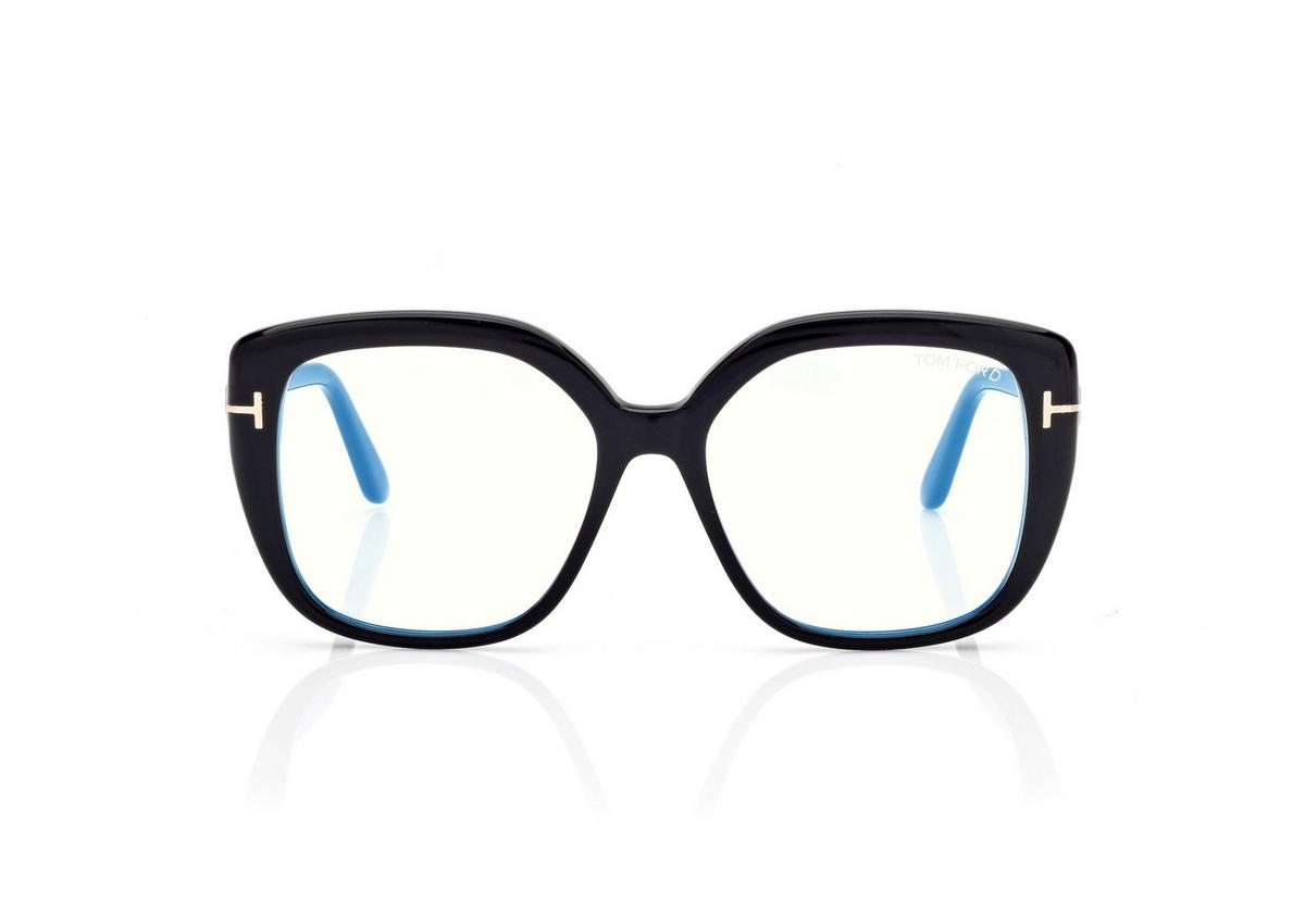 FT6043-B_001_53MM_A.jpg Tom Ford FT6043-B Blue Block Square Opticals in Black (001), front