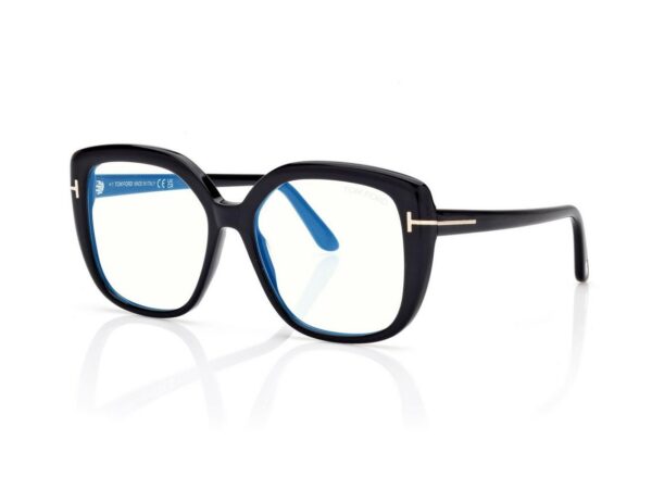 Tom Ford FT6043-B Blue Block Square Opticals in Black (001), side view