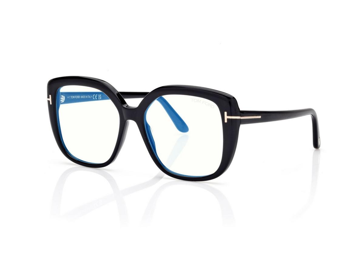 FT6043-B_001_53MM_B.jpg Tom Ford FT6043-B Blue Block Square Opticals in Black (001), side view