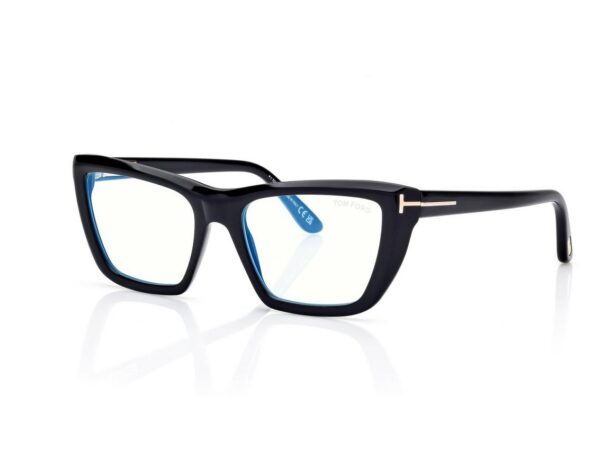 Tom Ford FT6047-B Blue Block Cat Eye Opticals in Black (001), side view
