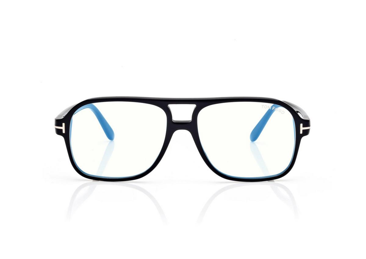 FT6058-B_001_58MM_A.jpg Tom Ford FT6058-B Navigator Blue Block Opticals in Black (001), front