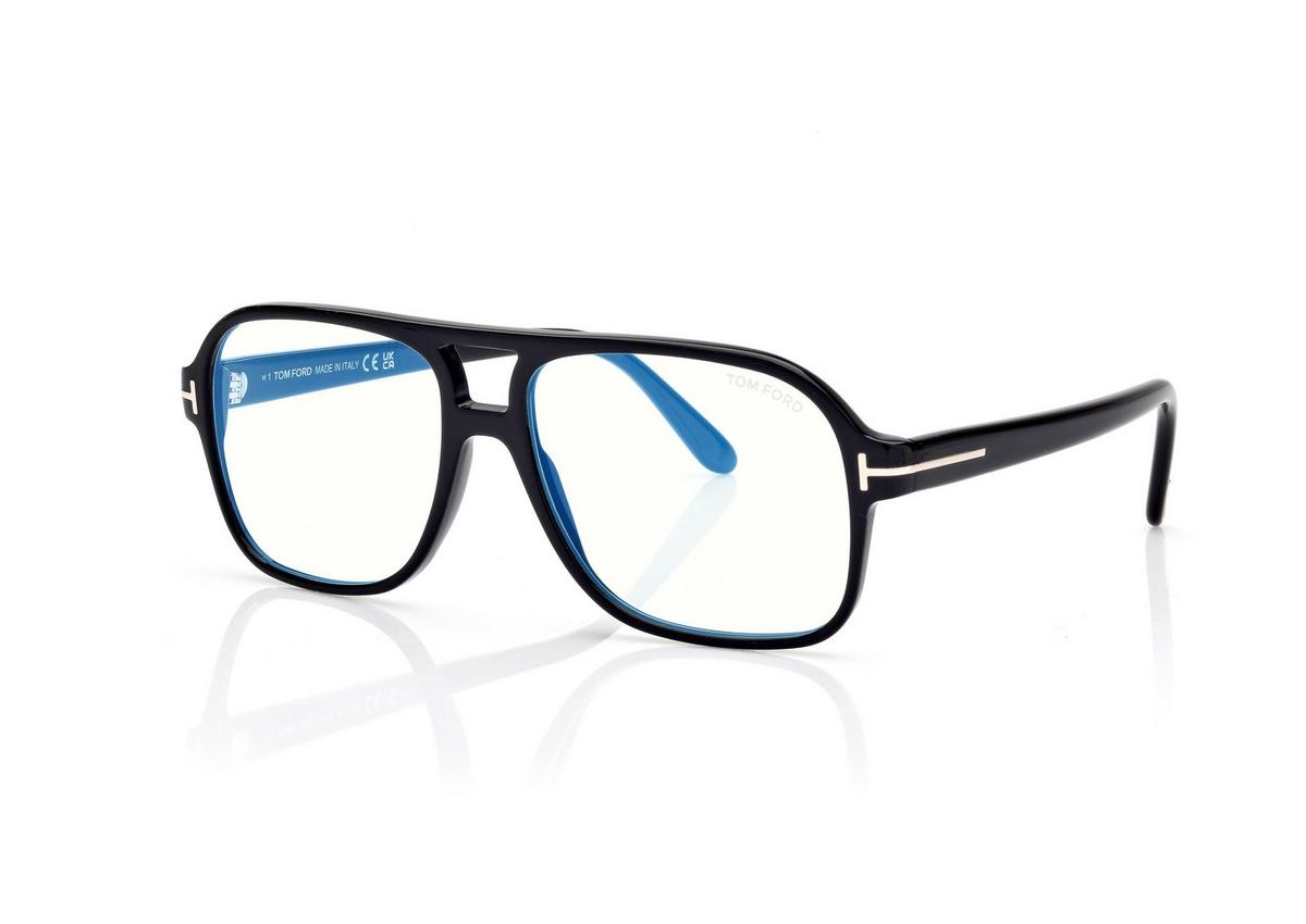 FT6058-B_001_58MM_B.jpg Tom Ford FT6058-B Navigator Blue Block Opticals in Black (001), side view
