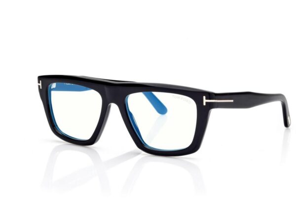 Tom Ford FT6059-B Blue Block Rectangular Opticals in Black (001), side view