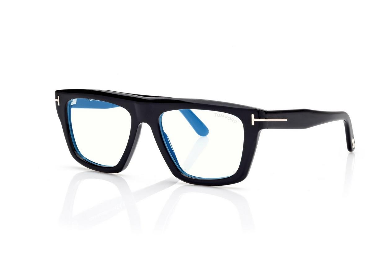 FT6059-B_001_54MM_B.jpg Tom Ford FT6059-B Blue Block Rectangular Opticals in Black (001), side view