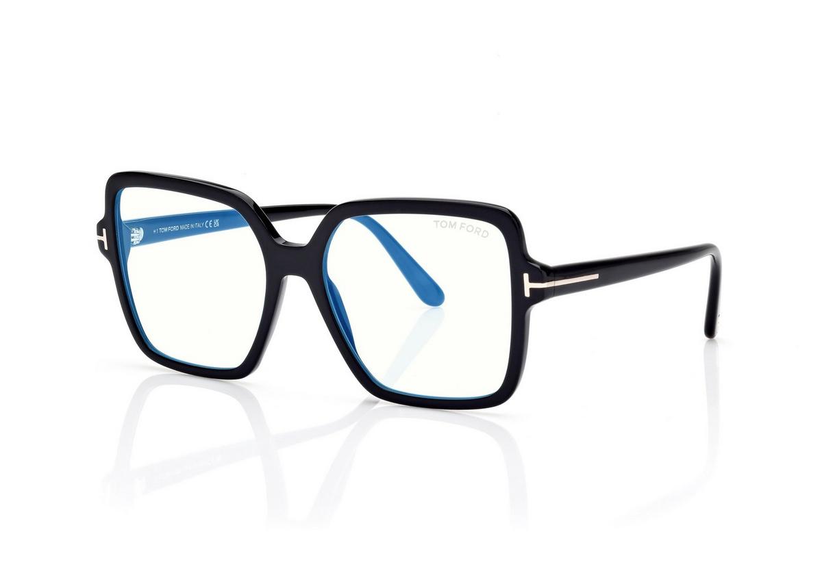 FT6063-B_001_56MM_B.jpg Tom Ford FT6063-B Square Blue Block Opticals in Black (001), side view