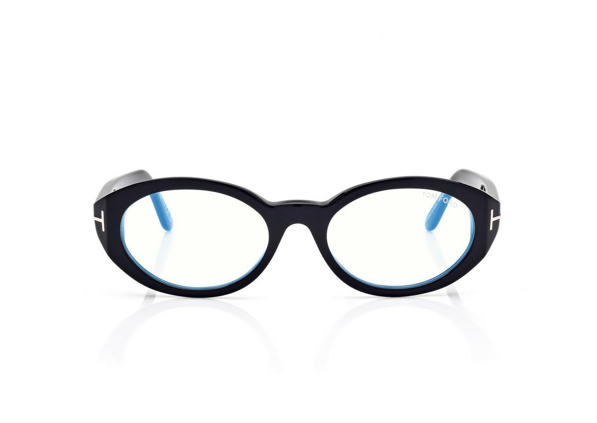 FT6067-B_001_54MM_A.jpg Tom Ford FT6067-B Blue Block Oval Opticals in Black (001), front
