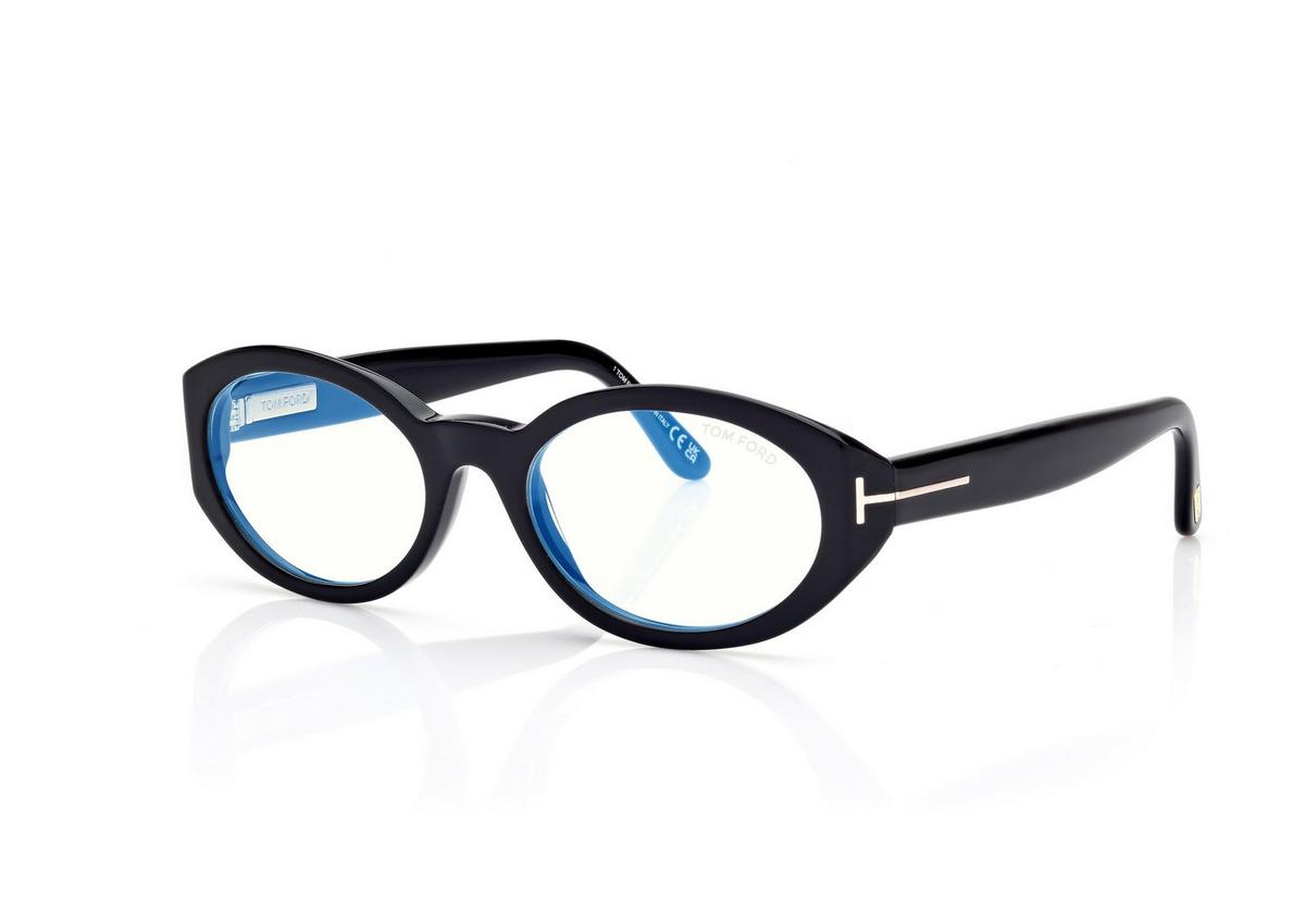 FT6067-B_001_54MM_B.jpg Tom Ford FT6067-B Blue Block Oval Opticals in Black (001), side view