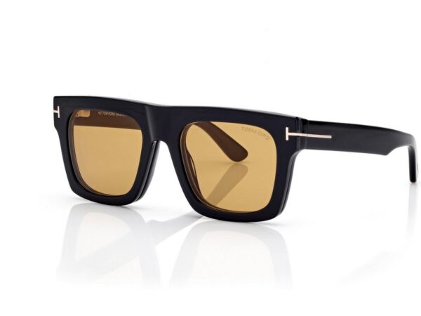 Tom Ford FT6068-B Blue Block Fausto Opticals with Clip on Sunglasses in Black (001), side view