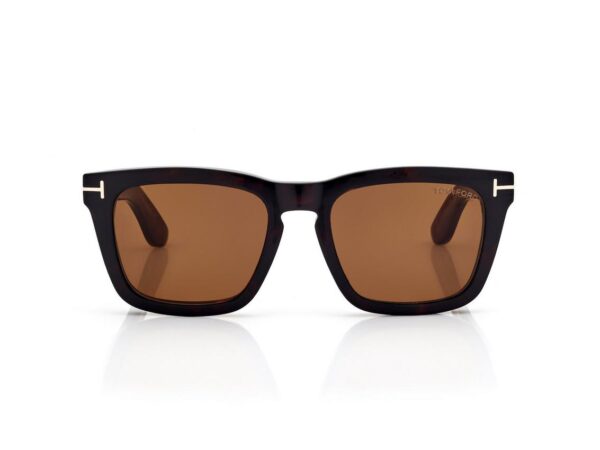 Tom Ford FT6070-B Icon Blue Block Square Opticals with Clip on Sunglasses in Dark Havana (052), front