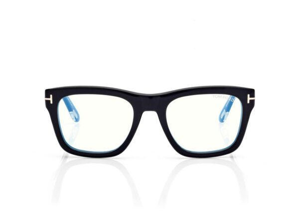 Tom Ford FT6076-B Icon Blue Block Square Opticals in Black (001), front
