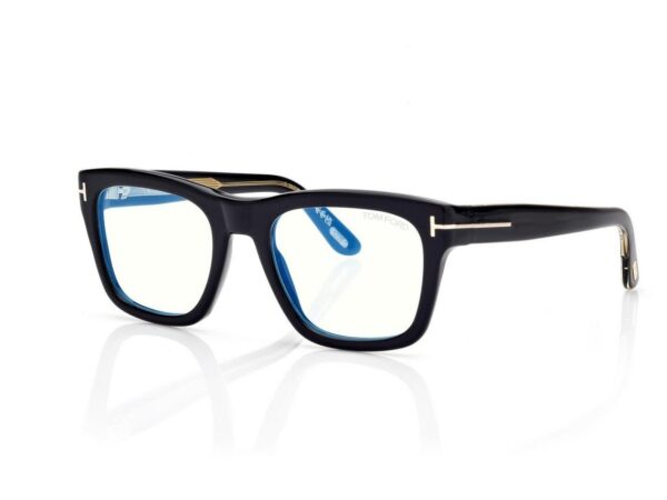 Tom Ford FT6076-B Icon Blue Block Square Opticals in Black (001), side view