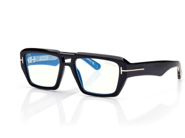 Tom Ford FT6077-B Icon Blue Block Navigator Opticals in Black (001), side view