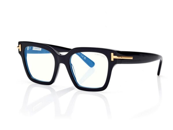 Tom Ford FT6078-B Icon Blue Block Square Opticals in Black (001), side view