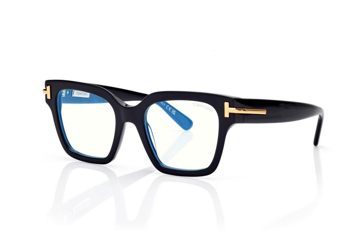 FT6078-B_001_52MM_B.jpg Tom Ford FT6078-B Icon Blue Block Square Opticals in Black (001), side view