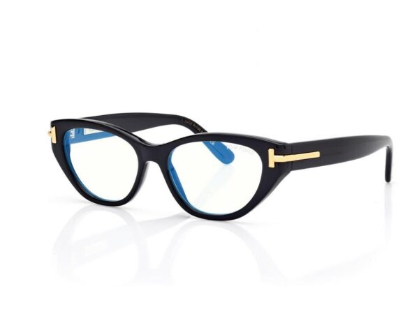Tom Ford FT6079-B Icon Blue Block Oval Opticals in Black (001), side view