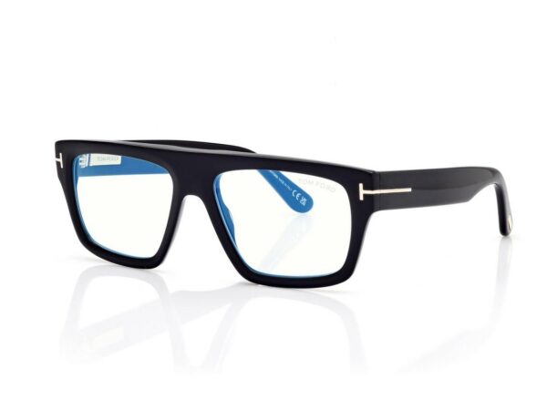 Tom Ford FT6084-B Blue Block Rectangular Opticals in Black (001), side view