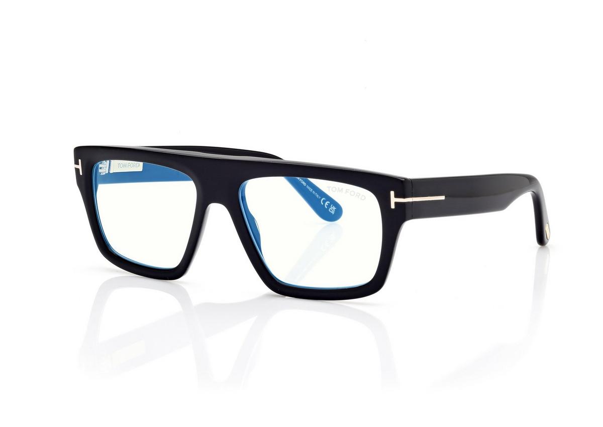 FT6084-B_001_56MM_B.jpg Tom Ford FT6084-B Blue Block Rectangular Opticals in Black (001), side view