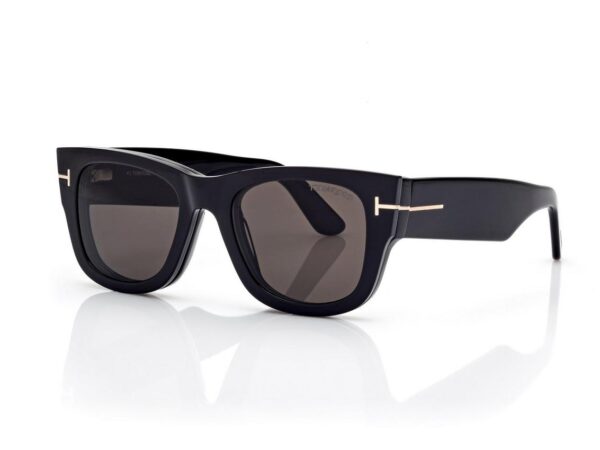 Tom Ford FT6099-B Blue Block Square Opticals with Clip on Sunglasses in Black (001), side view