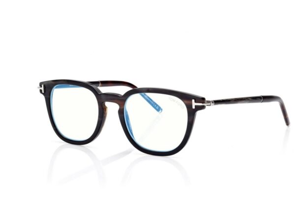 Tom Ford FT6109-PB Horn Square Blue Block Opticals in Green Horn (062), side view