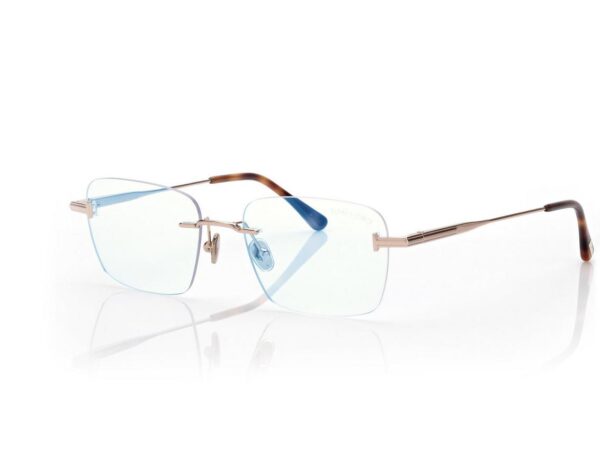 Tom Ford FT6117-B Blue Block Rectangular Opticals in Gold (028), side view