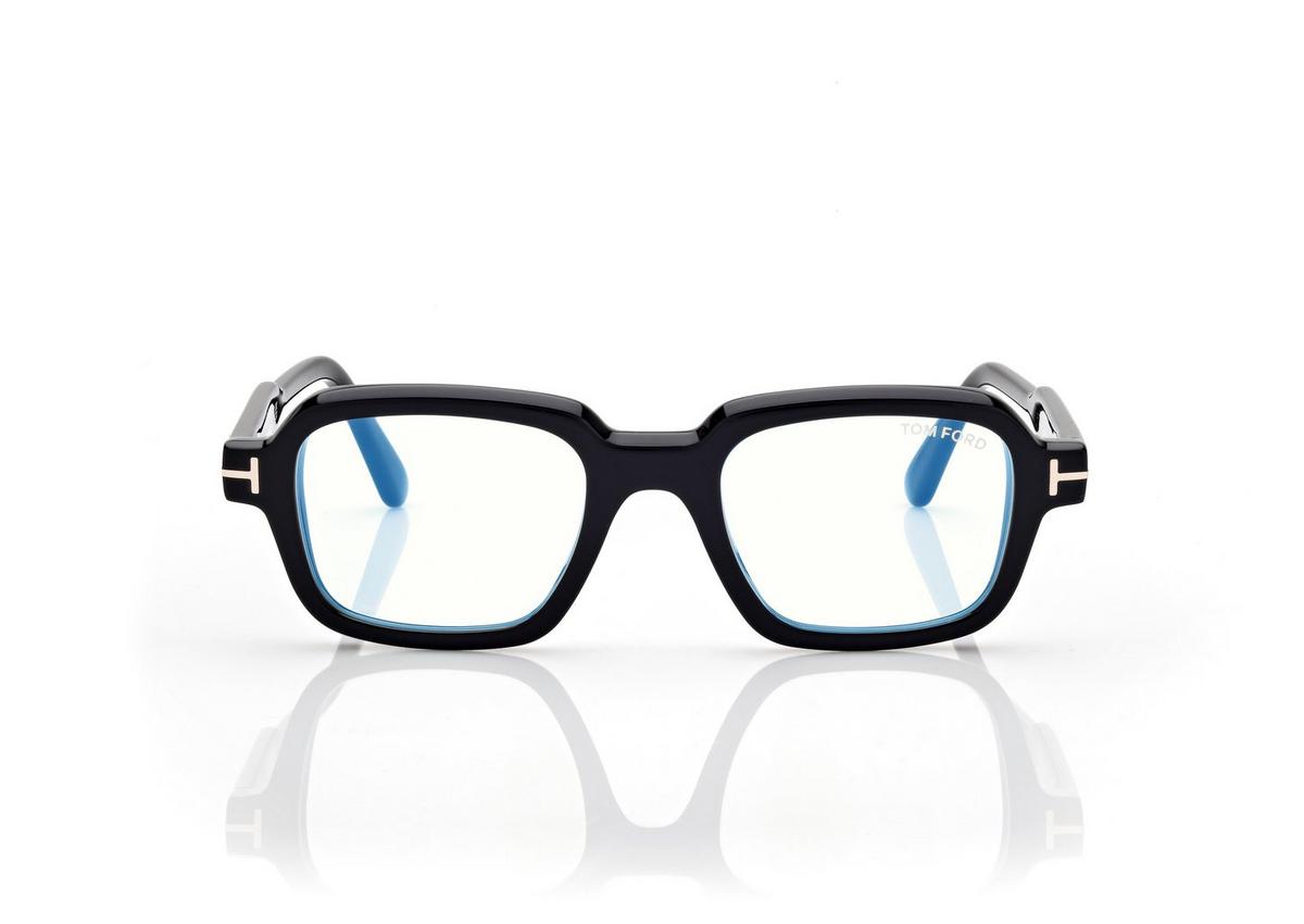 FT6123-B_001_48MM_A.jpg Tom Ford FT6123-B Geometric Blue Block Opticals in Black (001), front