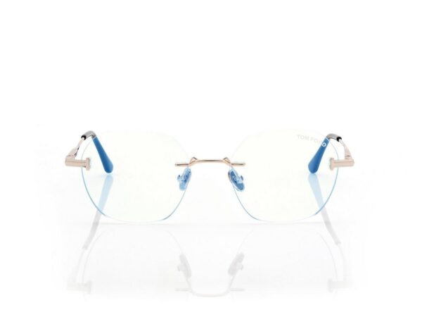 Tom Ford FT6126-B Geometric Blue Block Opticals in Gold (028), front