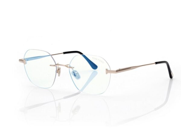 Tom Ford FT6126-B Geometric Blue Block Opticals in Gold (028), side view