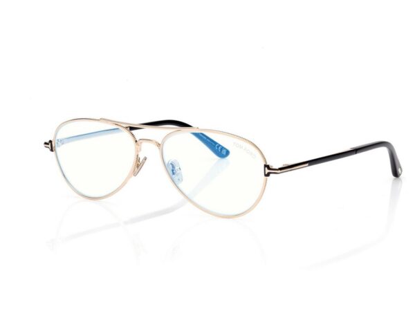 Tom Ford FT6128-B Blue Block Pilot Opticals in Gold (028), side view