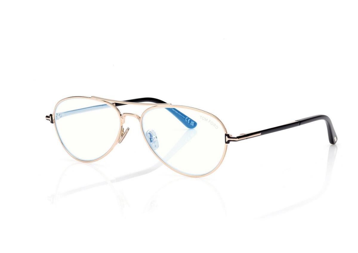 FT6128-B_028_56MM_B.jpg Tom Ford FT6128-B Blue Block Pilot Opticals in Gold (028), side view